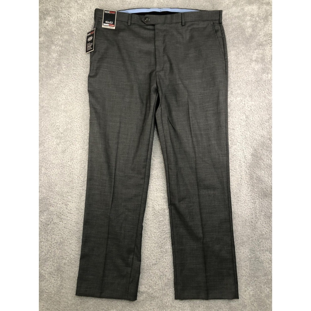 Roundtree & Yorke Pants Men 42x32 Gray NWT Travel Smart Classic Ultimate Comfort